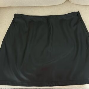 Black faux, leather mini skirt